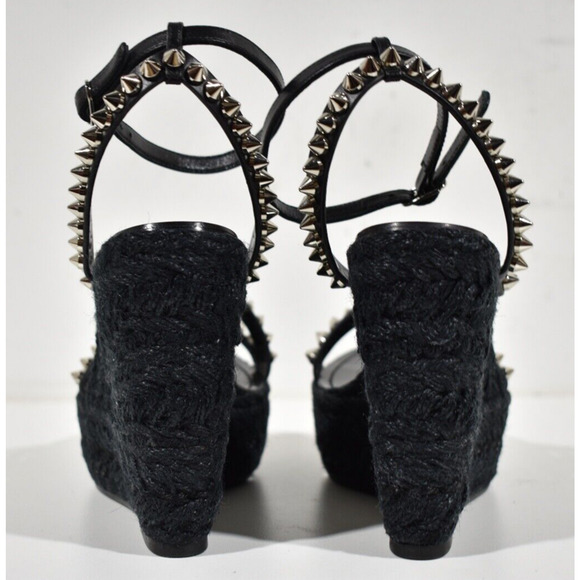 Christian Louboutin Mafaldina Zeppa 120 Black Platform Wedge Sandal Heel Pump 37 - Picture 11 of 12